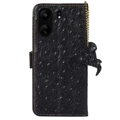 For Xiaomi Poco C65 4G / Redmi 13C Case Genuine Cow Leather Ostrich Texture Phone Cover