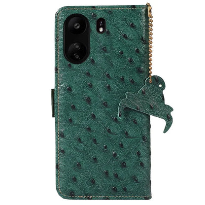 For Xiaomi Poco C65 4G / Redmi 13C Case Genuine Cow Leather Ostrich Texture Phone Cover