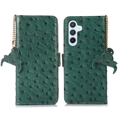 For Samsung Galaxy A25 5G (Global) (161.0 x 76.5 x 8.3mm) Wallet Cover Ostrich Pattern Genuine Cow Leather Case