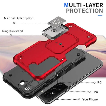 For Samsung Galaxy S24+ Case with Ring Grip Dual Layer Military Grade Protection Cover