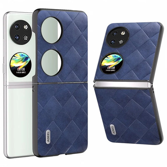 ABEEL For Huawei Pocket 2 Case PU Leather+PC Grid Texture Phone Protective Cover
