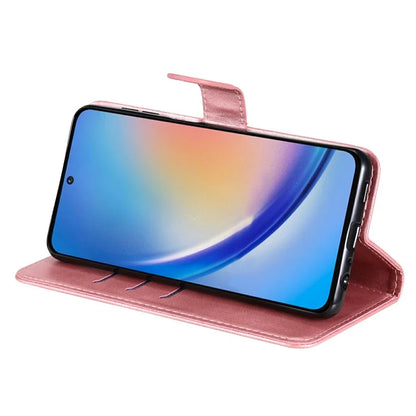 For Samsung Galaxy A35 5G Leather Case Calfskin Zipper Wallet