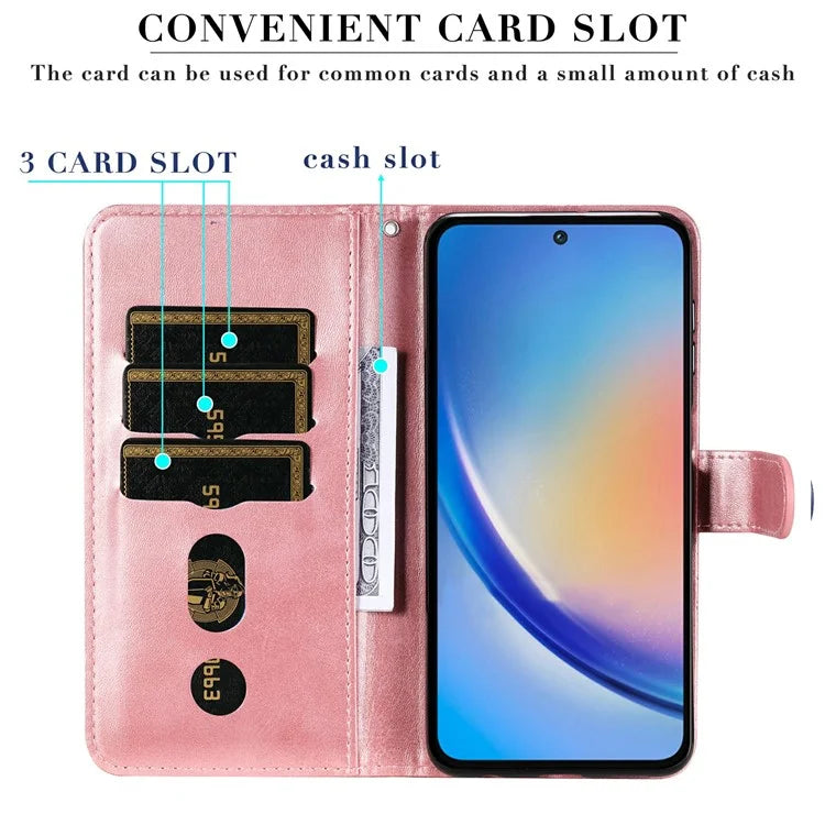 For Samsung Galaxy A35 5G Leather Case Calfskin Zipper Wallet