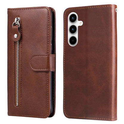 For Samsung Galaxy A35 5G Leather Case Calfskin Zipper Wallet