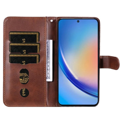 For Samsung Galaxy A35 5G Leather Case Calfskin Zipper Wallet