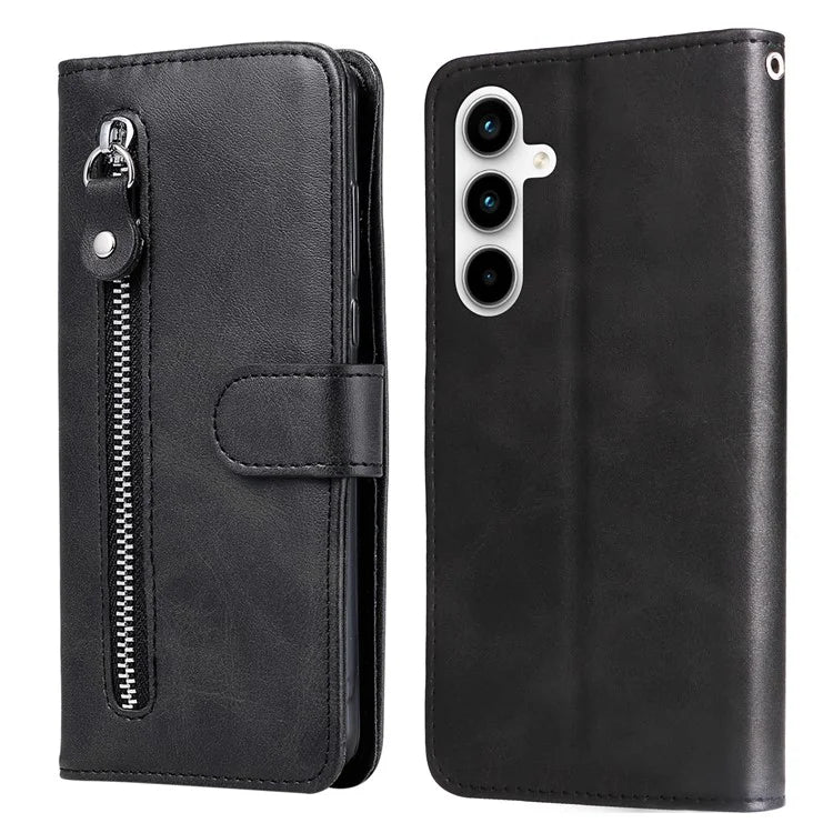 For Samsung Galaxy A35 5G Leather Case Calfskin Zipper Wallet