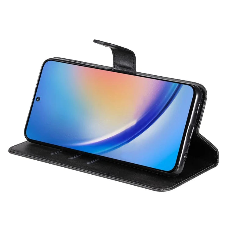 For Samsung Galaxy A35 5G Leather Case Calfskin Zipper Wallet