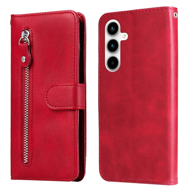 For Samsung Galaxy A35 5G Leather Case Calfskin Zipper Wallet