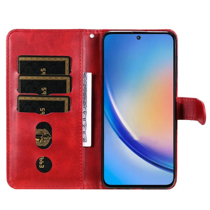 For Samsung Galaxy A35 5G Leather Case Calfskin Zipper Wallet