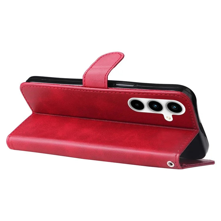 For Samsung Galaxy A35 5G Leather Case Calfskin Zipper Wallet
