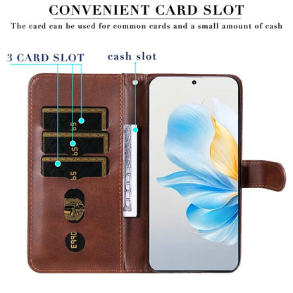 For Honor 100 5G Zipper Phone Case Calfskin Texture Wallet Phone Cover