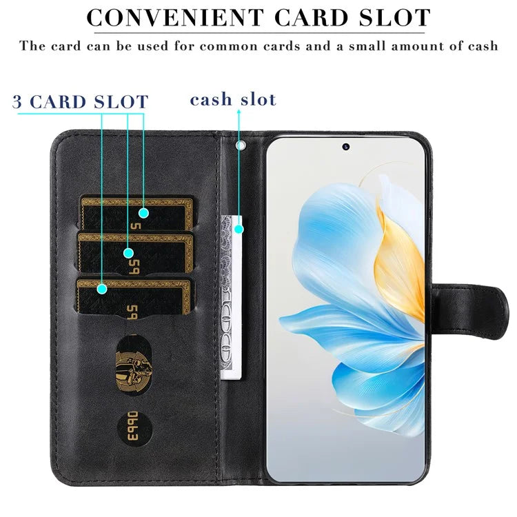 For Honor 100 5G Zipper Phone Case Calfskin Texture Wallet Phone Cover