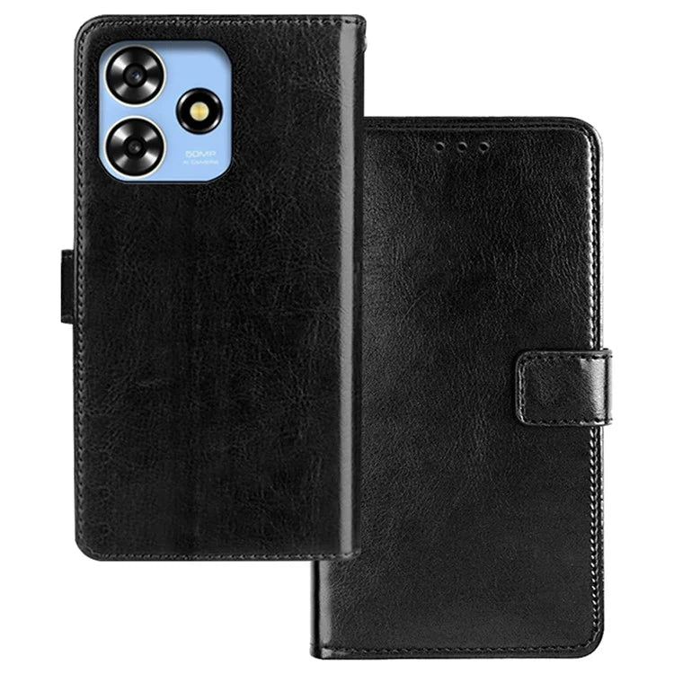 IDEWEI For ZTE Blade A73 Case Wallet Crazy Horse Pattern Leather Phone Cover