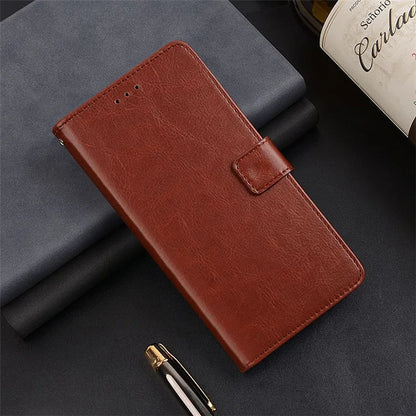 IDEWEI For ZTE Blade A73 Case Wallet Crazy Horse Pattern Leather Phone Cover