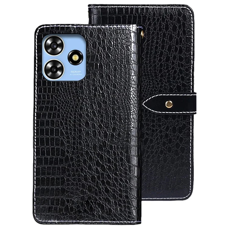 IDEWEI For ZTE Blade A73 Leather Case Crocodile Texture Wallet Stand