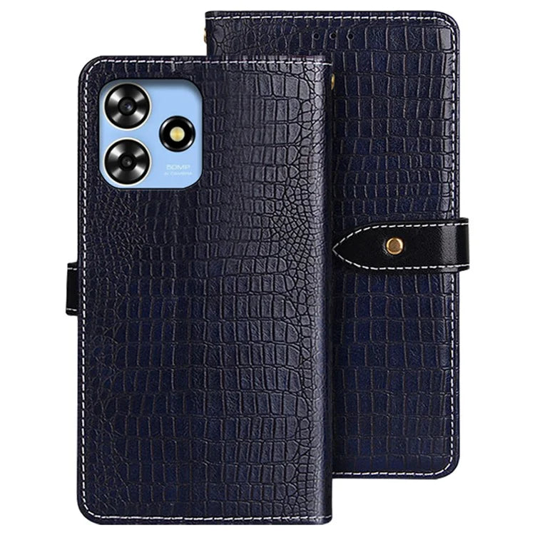 IDEWEI For ZTE Blade A73 Leather Case Crocodile Texture Wallet Stand