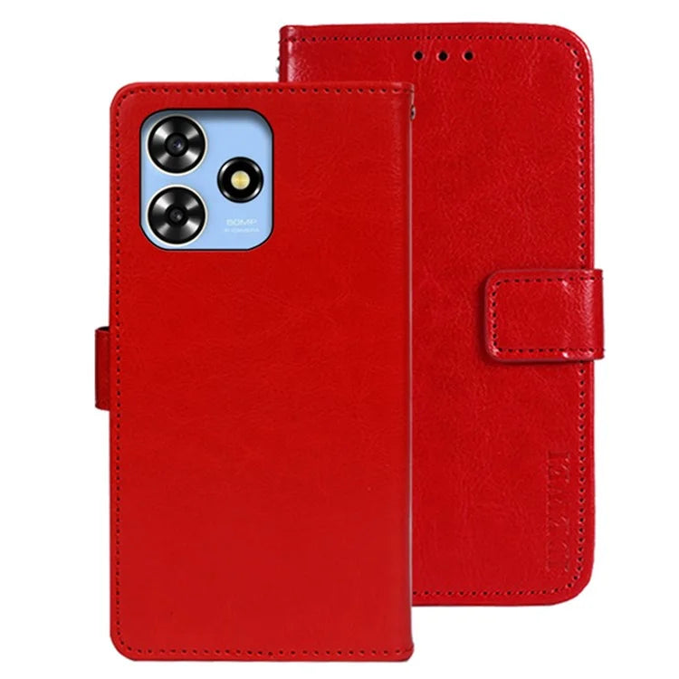 IDEWEI For ZTE Blade A73 Leather Flip Case Crazy Horse Texture Wallet Stand