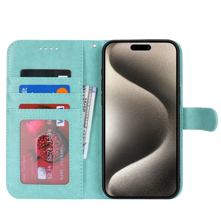 For iPhone 15 Pro Max R61 Texture Wallet Case Leather Phone Cover