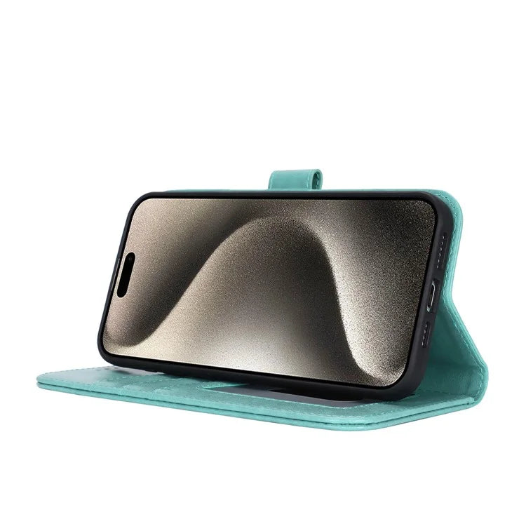 For iPhone 15 Pro Max R61 Texture Wallet Case Leather Phone Cover