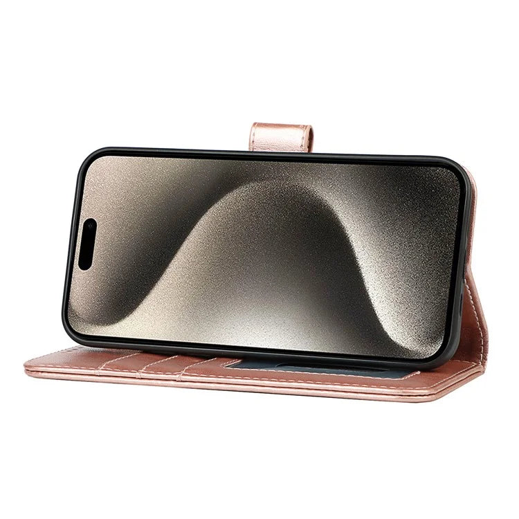 For iPhone 15 Pro Max R61 Texture Wallet Case Leather Phone Cover