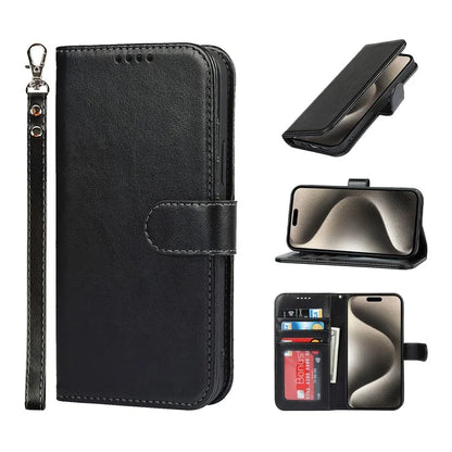 For iPhone 15 Pro Max R61 Texture Wallet Case Leather Phone Cover