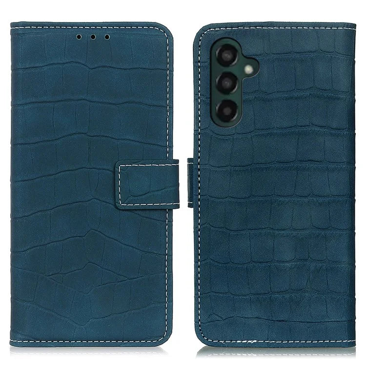 For Samsung Galaxy A55 5G Crocodile Texture Leather Case Stand Walletish Green