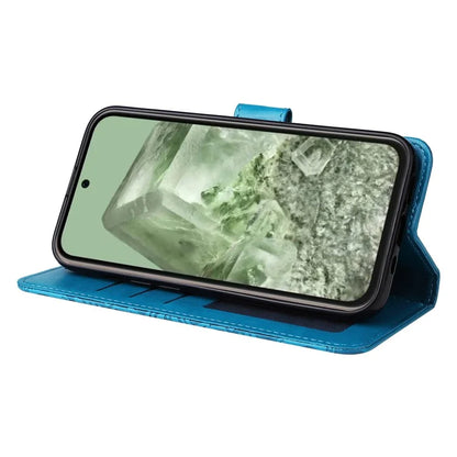 For Google Pixel 8a Protective Case Wrist Strap Sunflower Pattern Leather Phone Cover