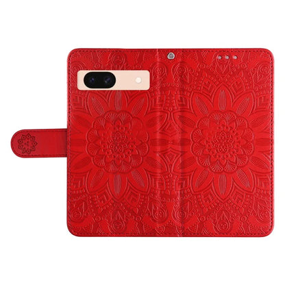For Google Pixel 8a Protective Case Wrist Strap Sunflower Pattern Leather Phone Cover