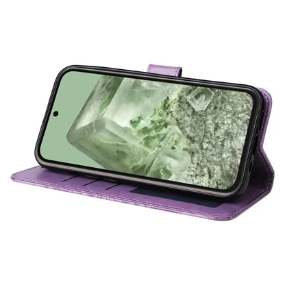 For Google Pixel 8a Protective Case Wrist Strap Sunflower Pattern Leather Phone Cover