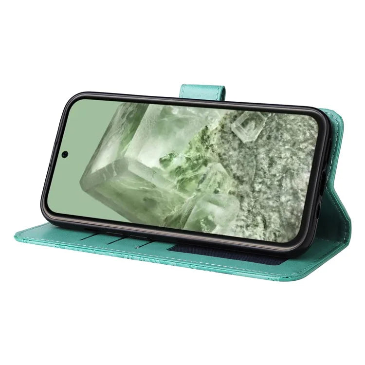 For Google Pixel 8a Protective Case Wrist Strap Sunflower Pattern Leather Phone Cover