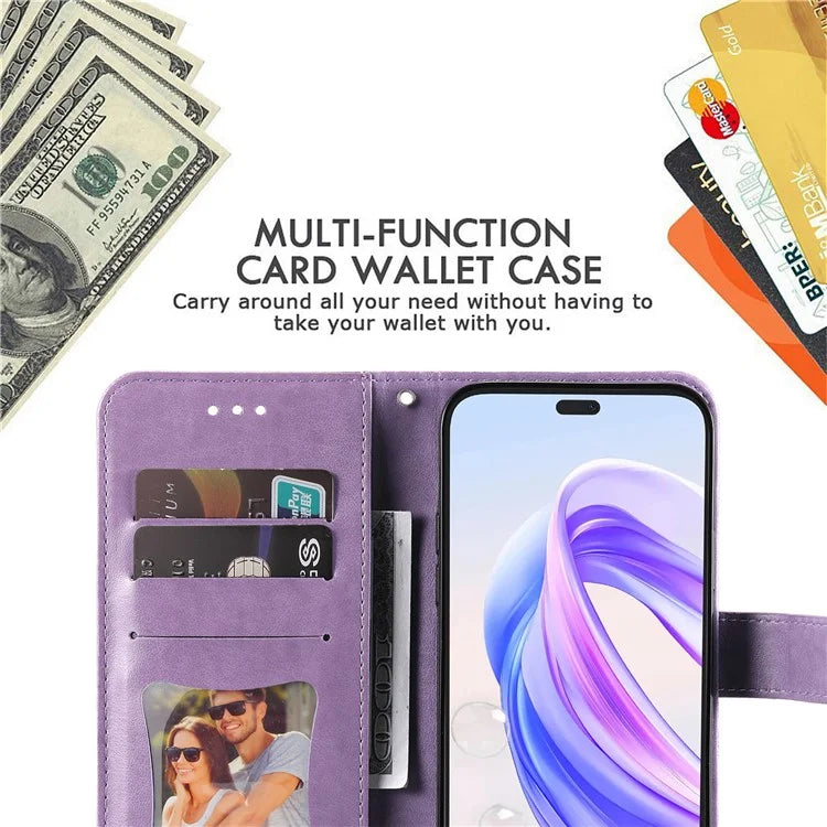 For Honor X50i+ 5G Case Flower Pattern Leather Folio Wallet Phone Cover