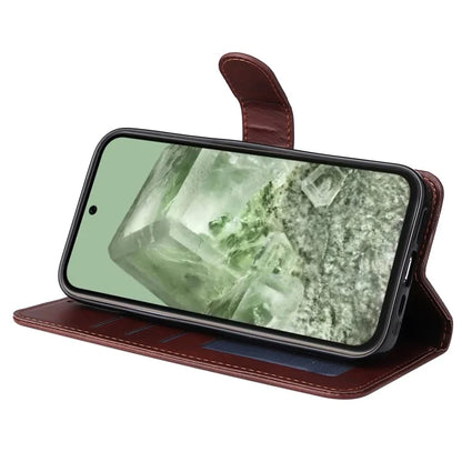 For Google Pixel 8a Leather Case Traditional Calfskin Phone Cover 3 Card Slots