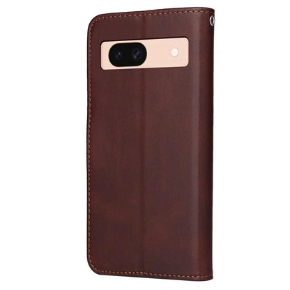 For Google Pixel 8a Leather Case Traditional Calfskin Phone Cover 3 Card Slots