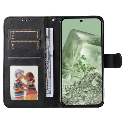 For Google Pixel 8a Leather Case Traditional Calfskin Phone Cover 3 Card Slots
