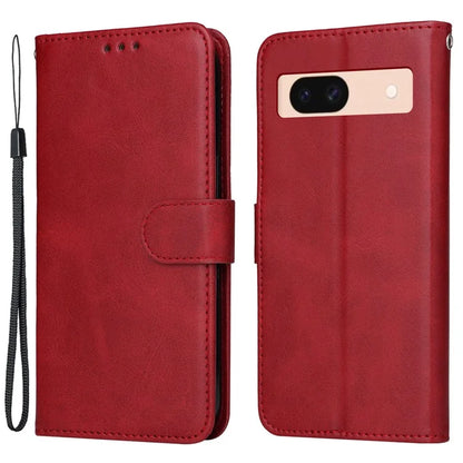 For Google Pixel 8a Leather Case Traditional Calfskin Phone Cover 3 Card Slots