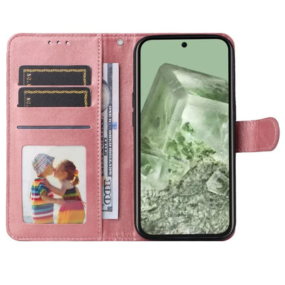 For Google Pixel 8a Leather Case Traditional Calfskin Phone Cover 3 Card Slots