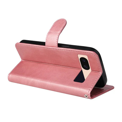 For Google Pixel 8a Leather Case Traditional Calfskin Phone Cover 3 Card Slots