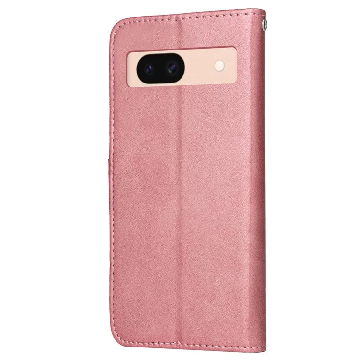 For Google Pixel 8a Leather Case Traditional Calfskin Phone Cover 3 Card Slots