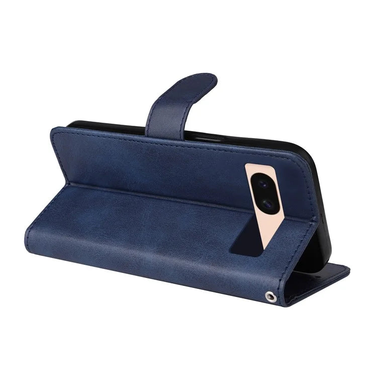 For Google Pixel 8a Leather Case Traditional Calfskin Phone Cover 3 Card Slots