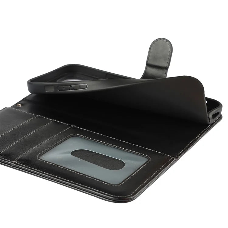 For iPhone 15 Plus R61 Texture Printed Wallet Case Stand Feature with Wrist Strap
