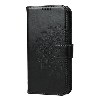 For iPhone 15 Plus R61 Texture Printed Wallet Case Stand Feature with Wrist Strap