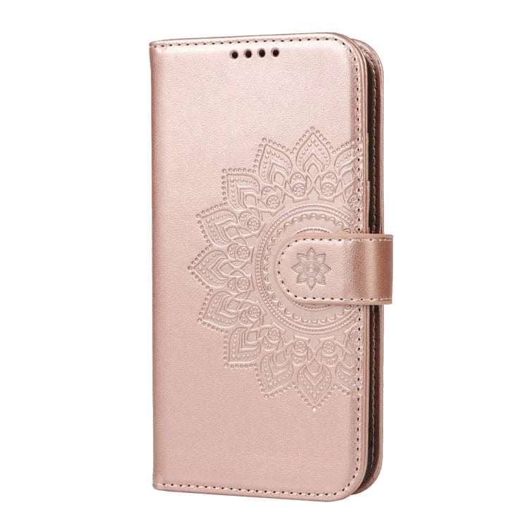 For iPhone 15 Plus R61 Texture Printed Wallet Case Stand Feature with Wrist Strap