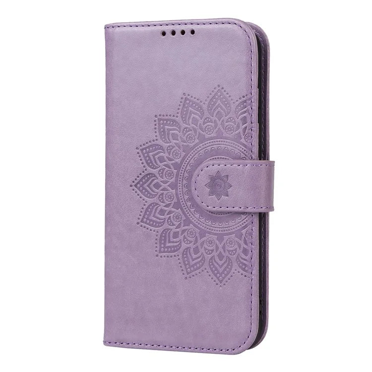 For iPhone 15 Plus R61 Texture Printed Wallet Case Stand Feature with Wrist Strap