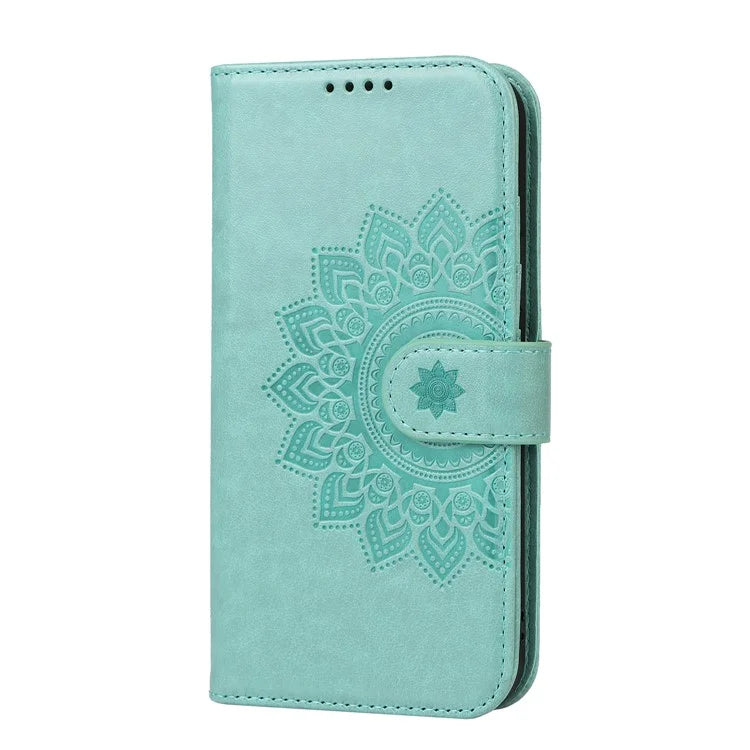 For iPhone 15 Plus R61 Texture Printed Wallet Case Stand Feature with Wrist Strap