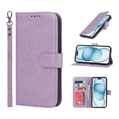 For iPhone 15 Plus Cover R61 Texture Wallet Leather Phone Shell