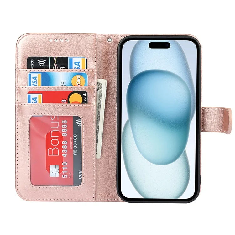 For iPhone 15 Plus Cover R61 Texture Wallet Leather Phone Shell