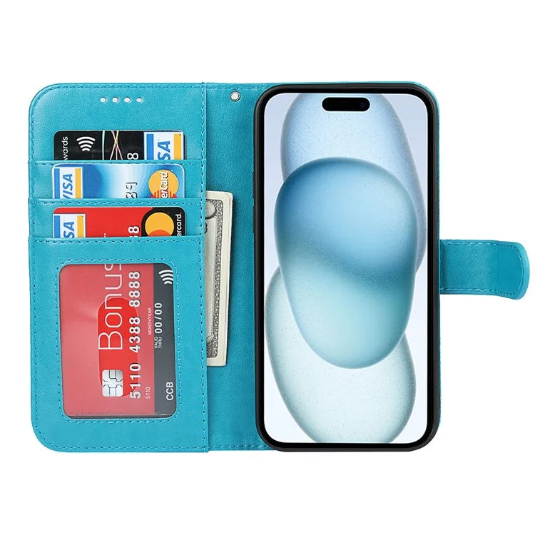 For iPhone 15 Plus Cover R61 Texture Wallet Leather Phone Shell