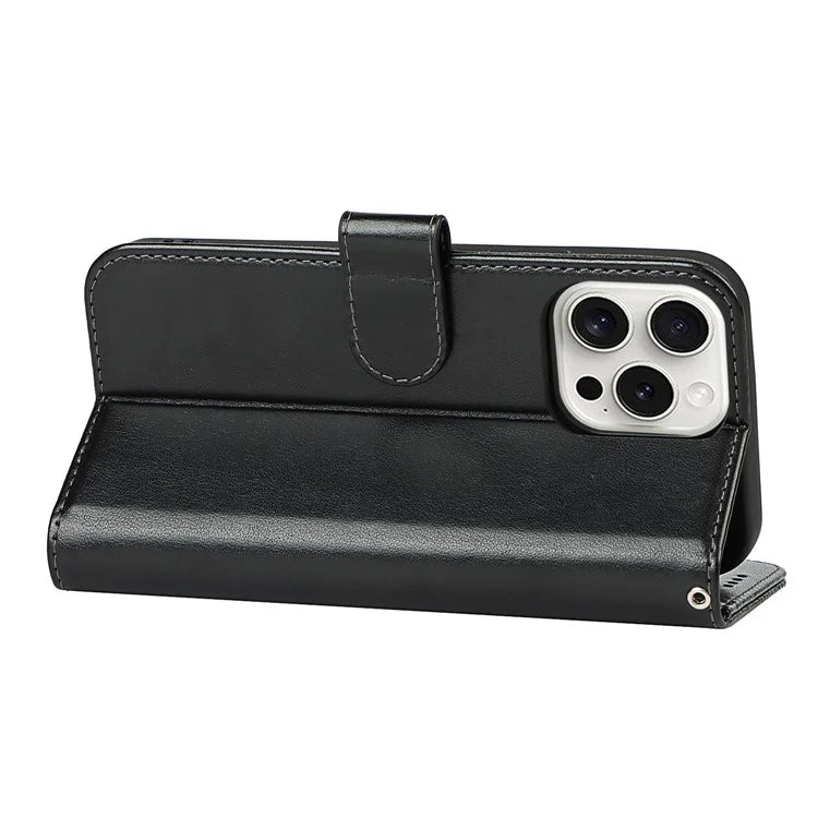 For iPhone 15 Pro Wallet Leather Cover R61 Texture PU Leather Stand Case
