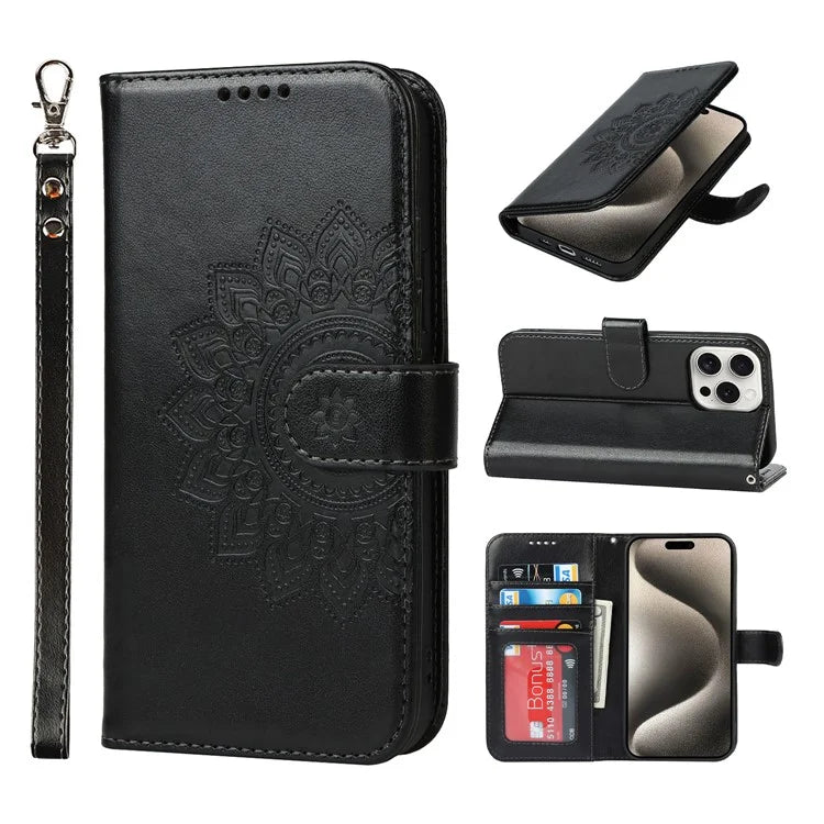 For iPhone 15 Pro Wallet Leather Cover R61 Texture PU Leather Stand Case