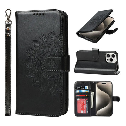 For iPhone 15 Pro Wallet Leather Cover R61 Texture PU Leather Stand Case